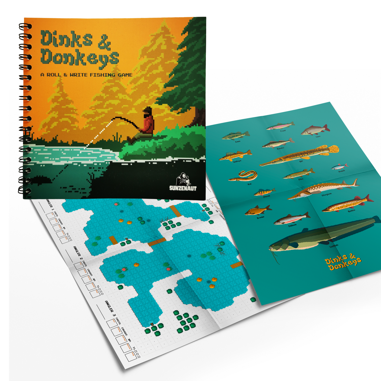 Dinks & Donkeys: A Roll & Write Fishing Game